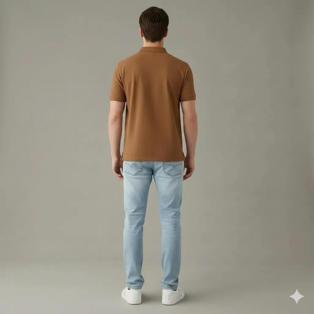Men Wheat Sold Polo Collar T-shirt