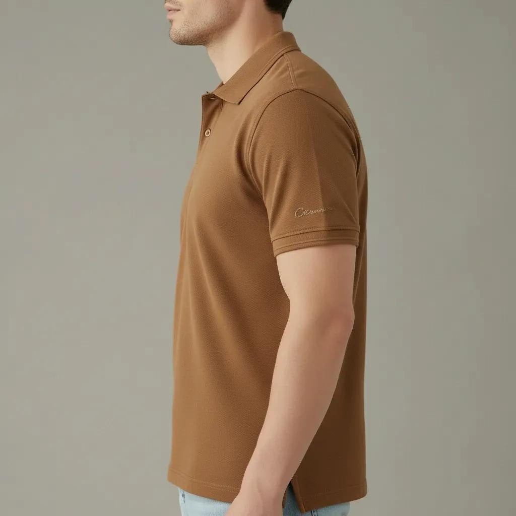 Men Wheat Sold Polo Collar T-shirt