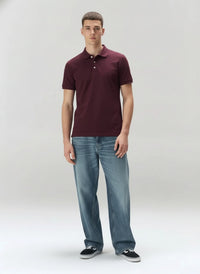 Men Wine Polo Collar Solid T-shirt