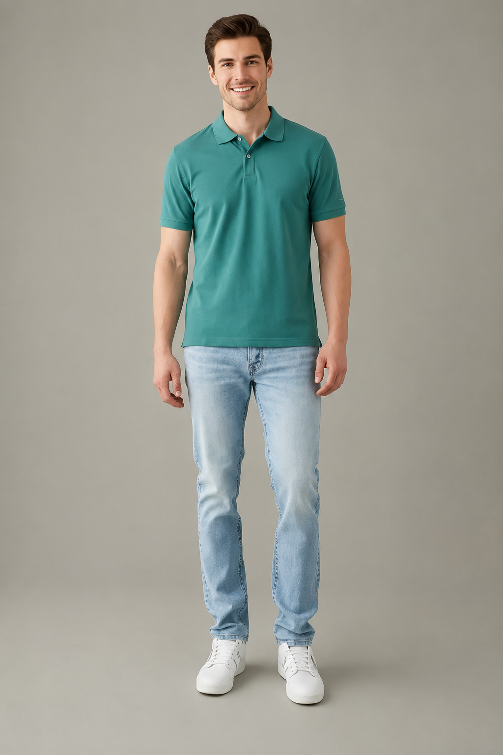 Men Wasabi Solid Polo Neck T-Shirt
