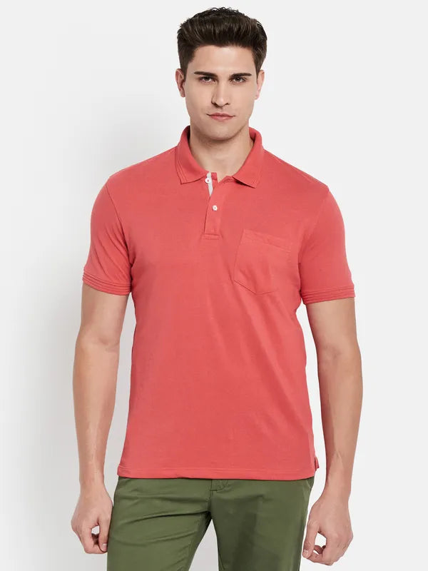 Octave Men Coral Polo Collar T-Shirt