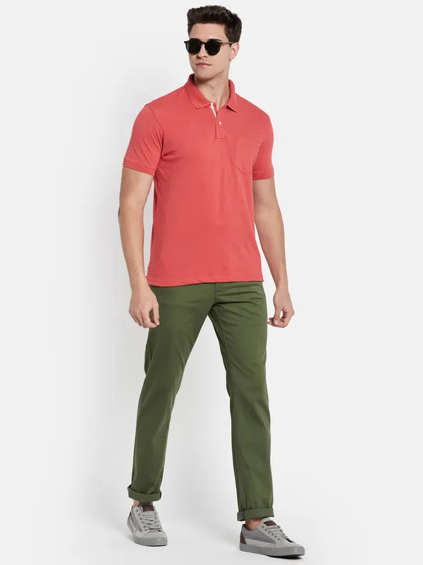 Octave Men Coral Polo Collar T-Shirt