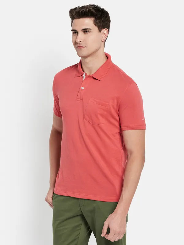 Octave Men Coral Polo Collar T-Shirt