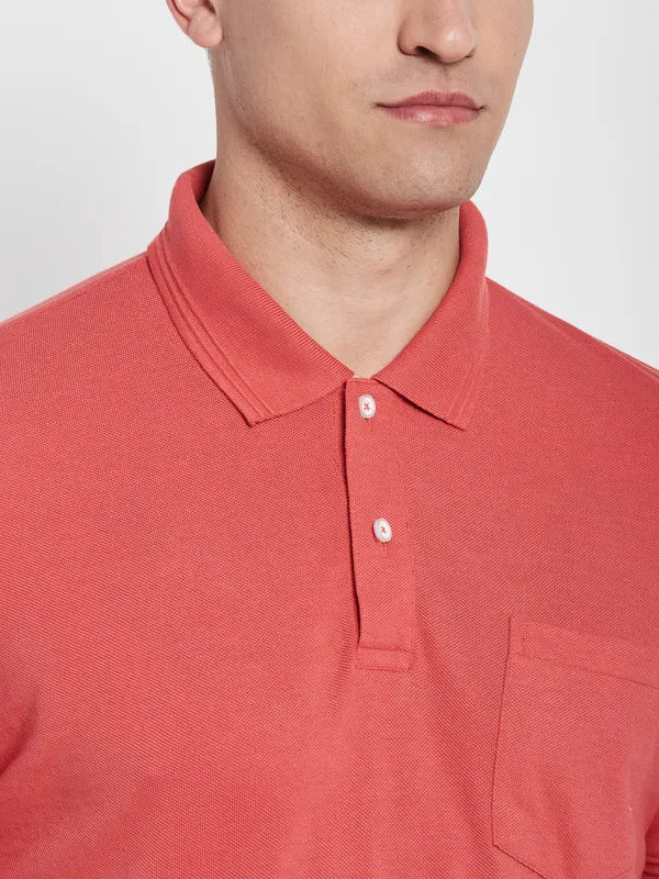 Octave Men Coral Polo Collar T-Shirt