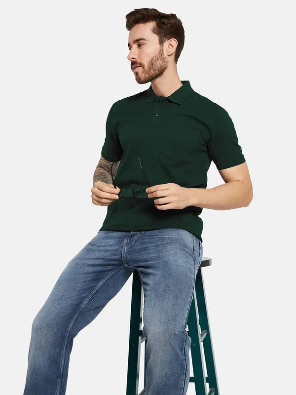 Octave Men Solid Polo Collar T-Shirt