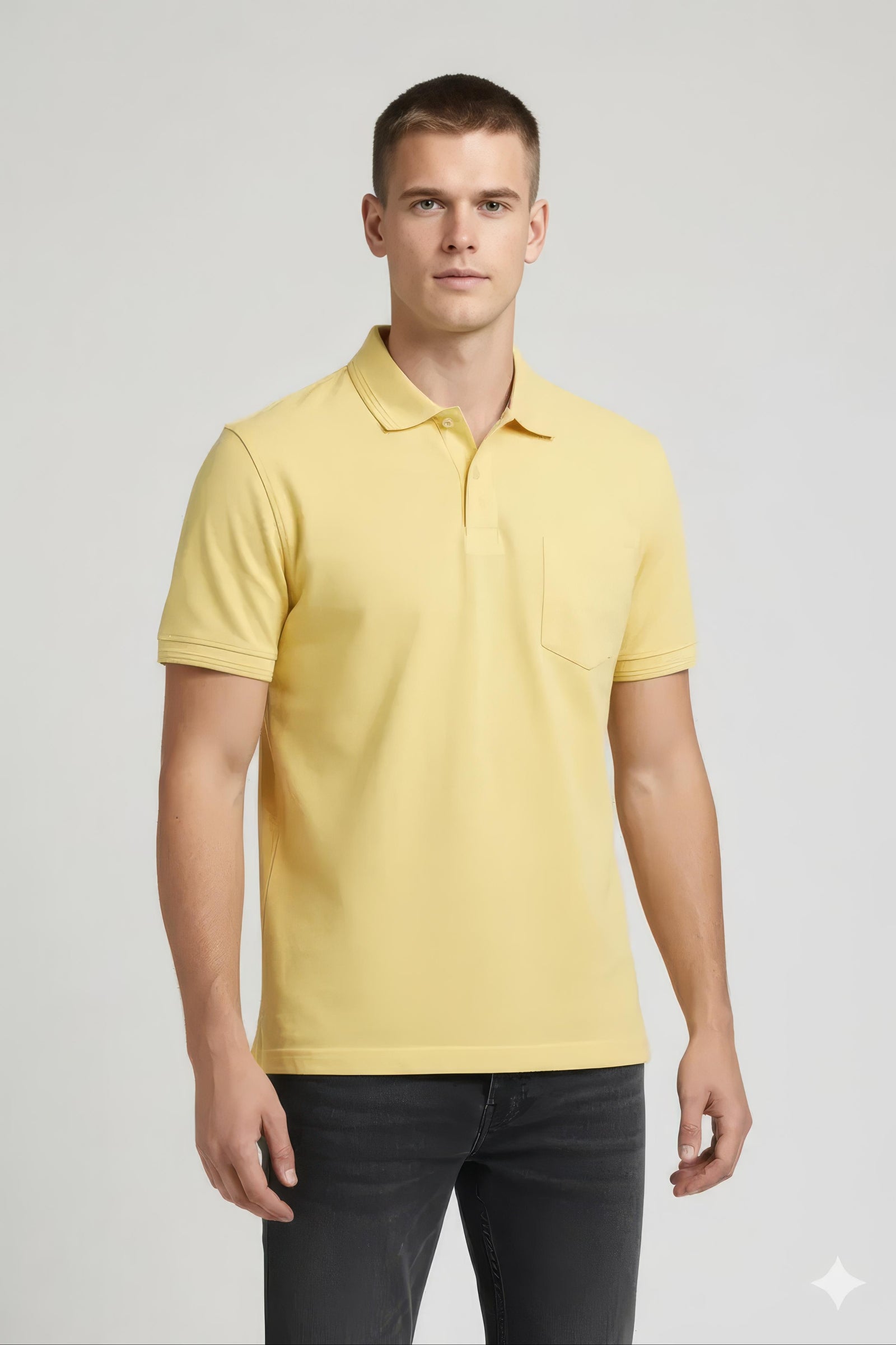Men Banana Polo Collar Pockets T-shirt