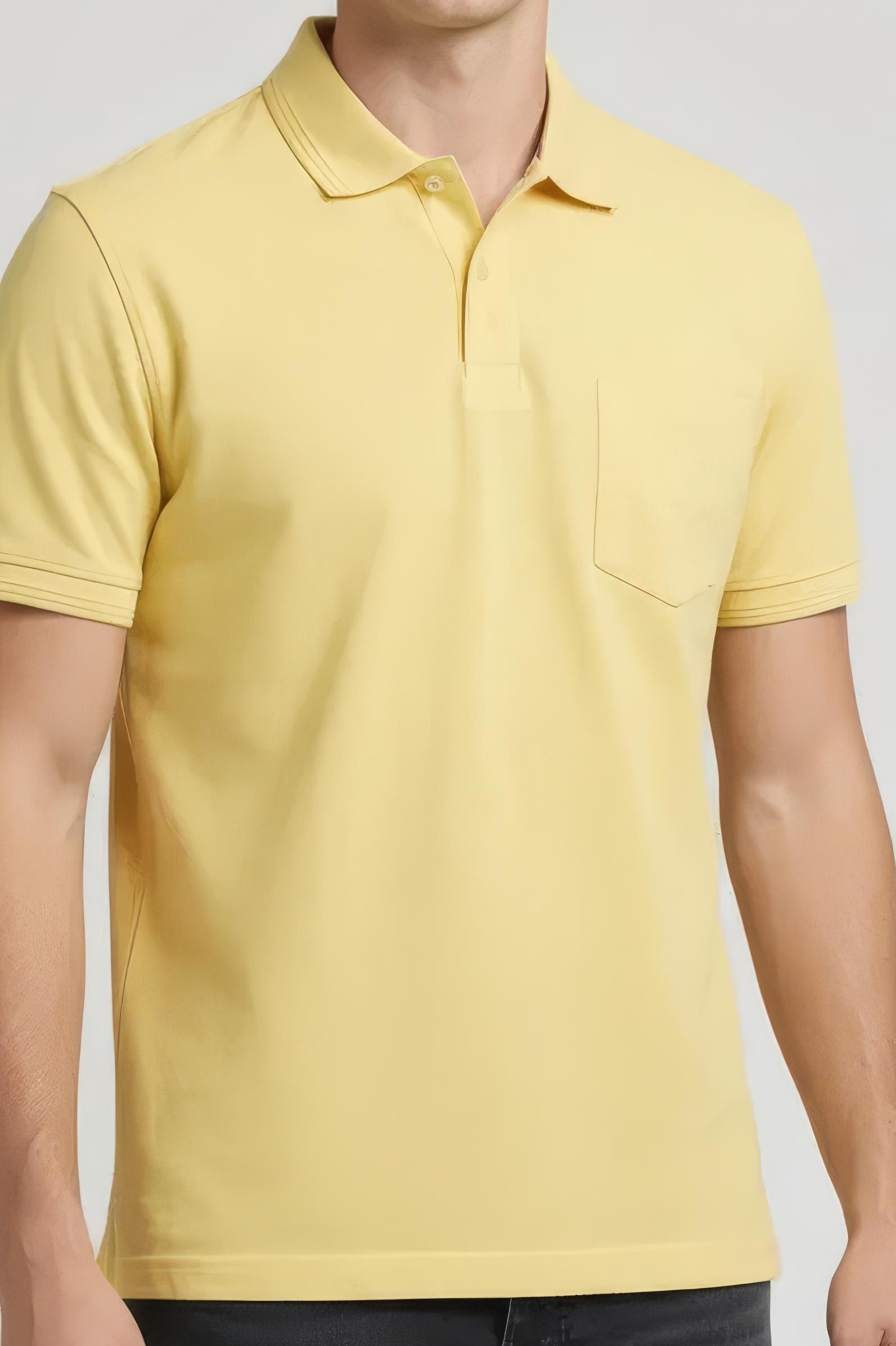 Men Banana Polo Collar Pockets T-shirt