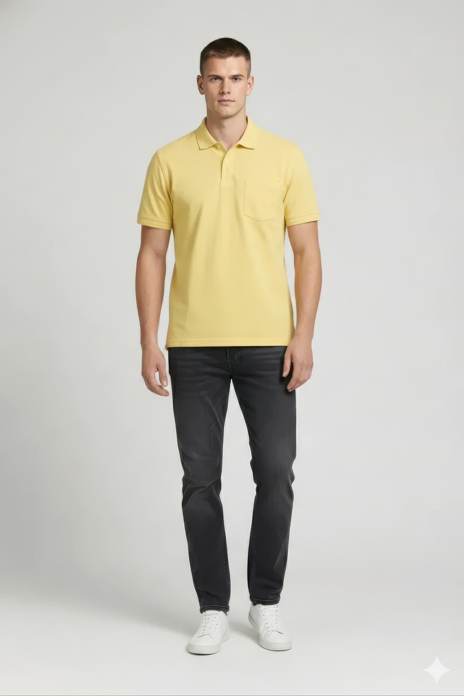 Men Banana Polo Collar Pockets T-shirt