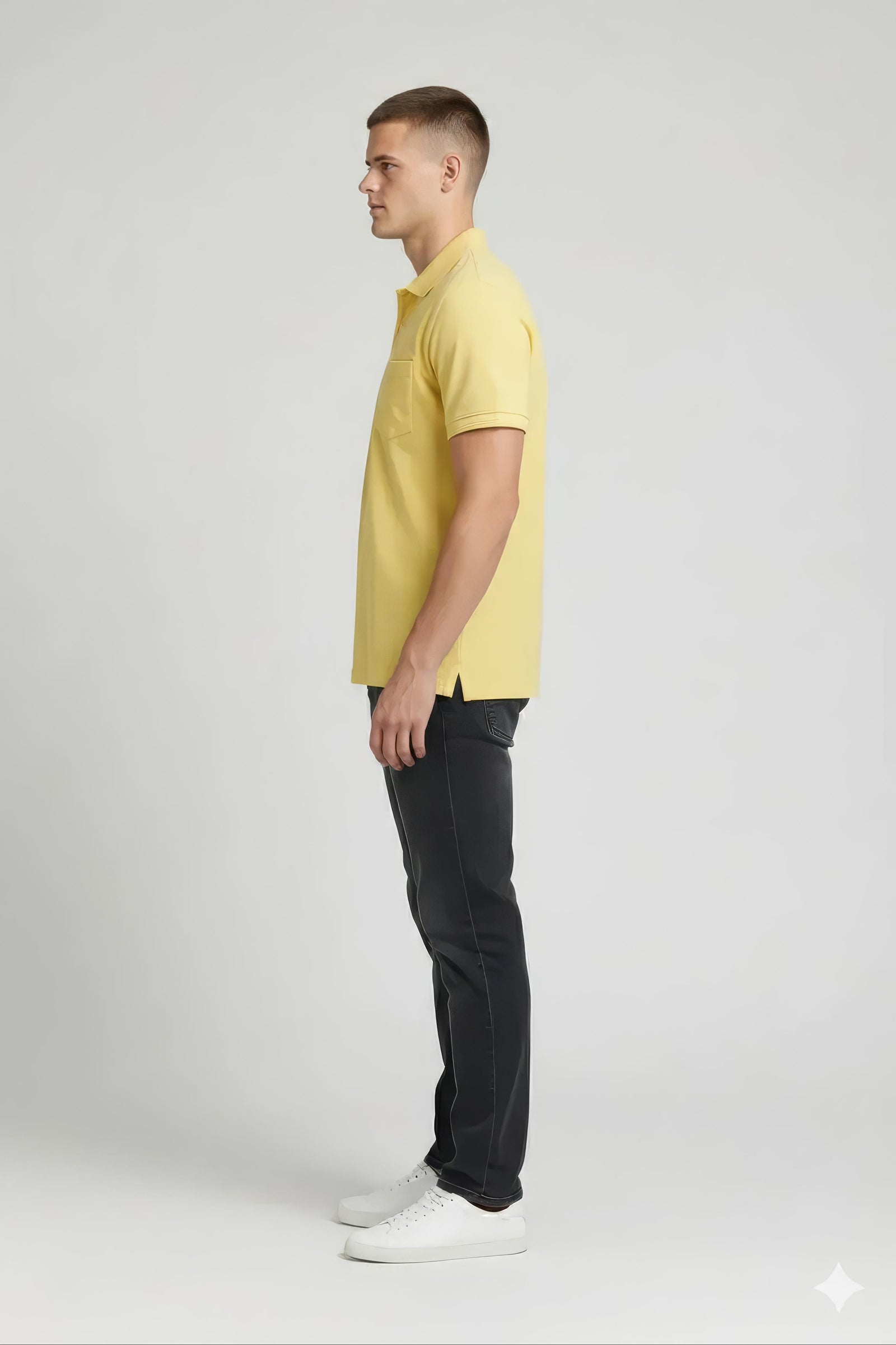 Men Banana Polo Collar Pockets T-shirt