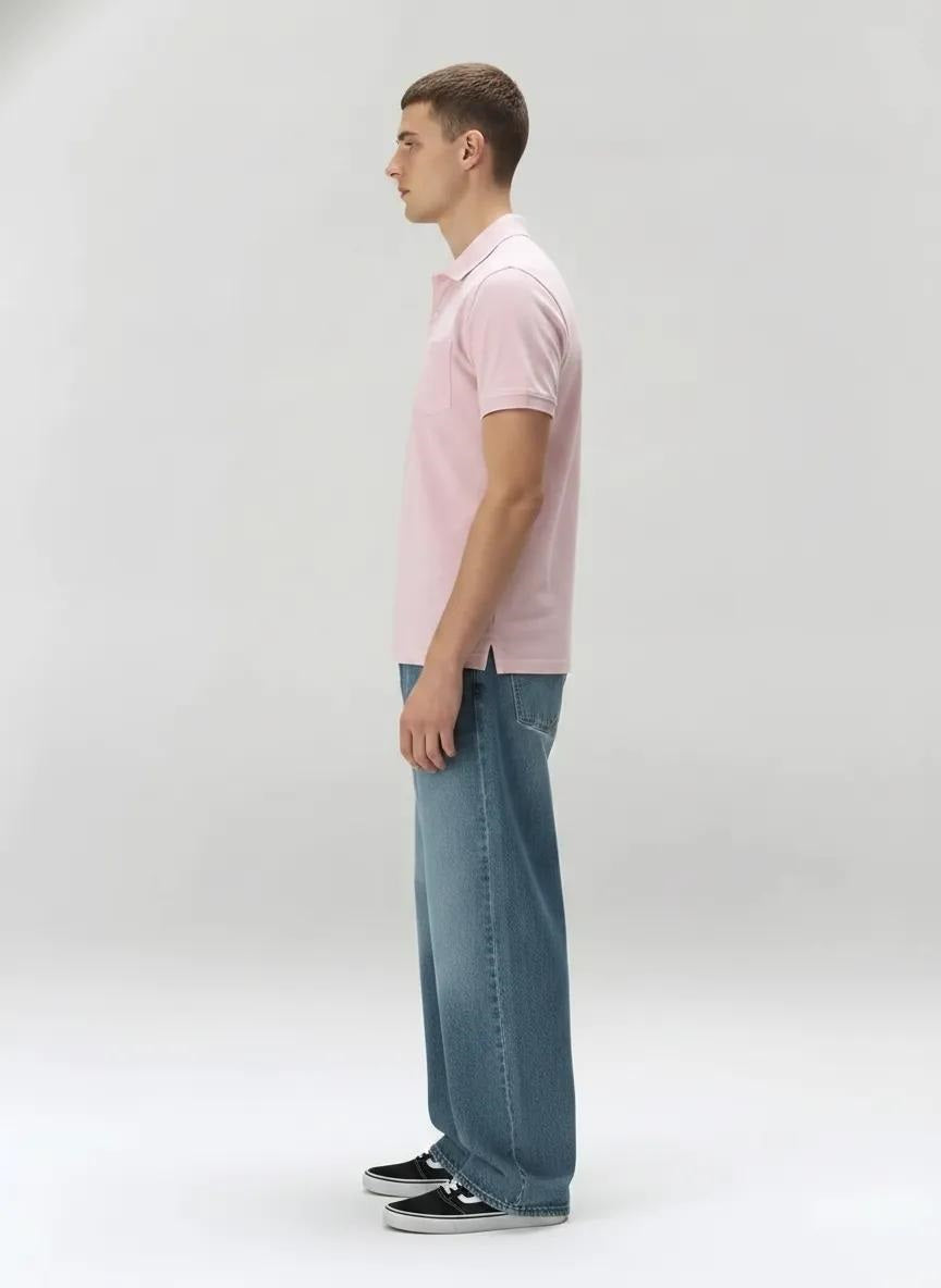 Men Barely Pink Sold Polo Collar T-shirt