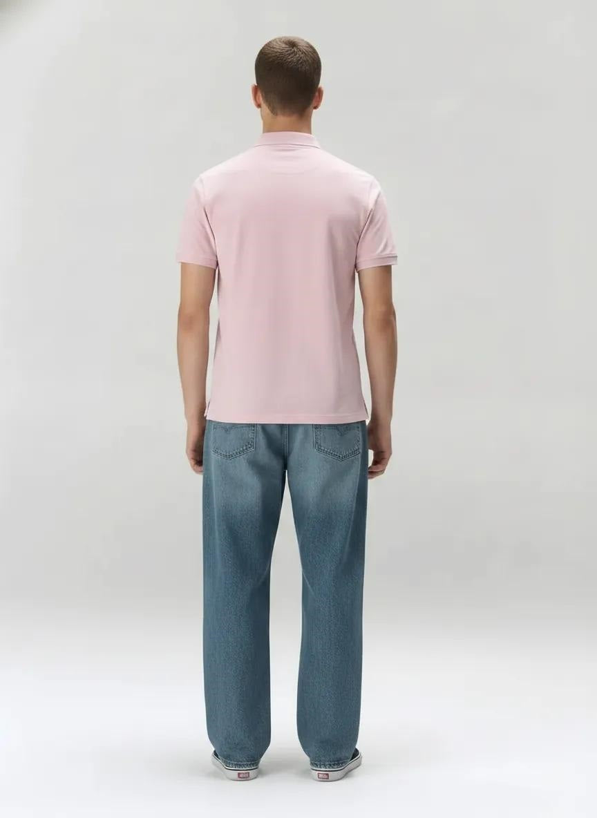 Men Barely Pink Sold Polo Collar T-shirt