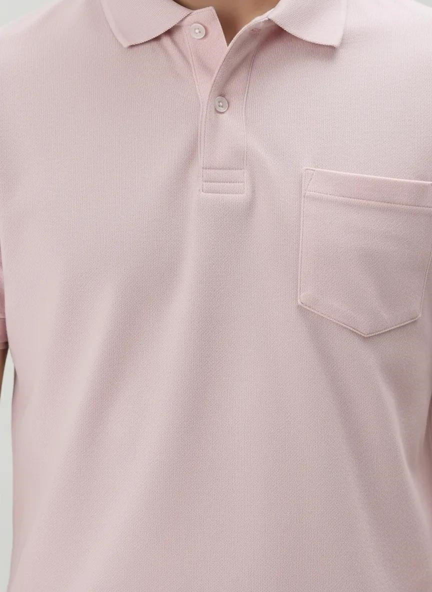 Men Barely Pink Sold Polo Collar T-shirt