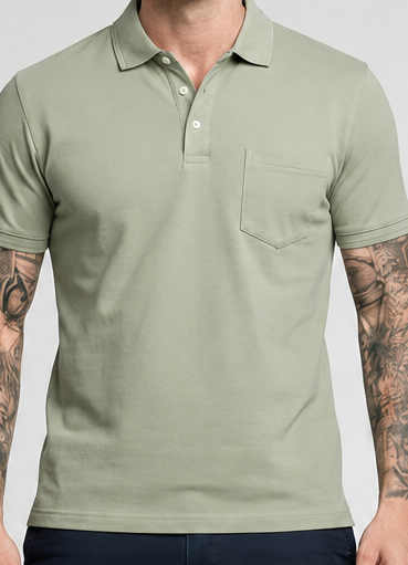 Men Basil Polo Collar Pockets T-shirt
