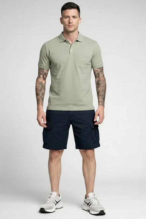 Men Basil Polo Collar Pockets T-shirt