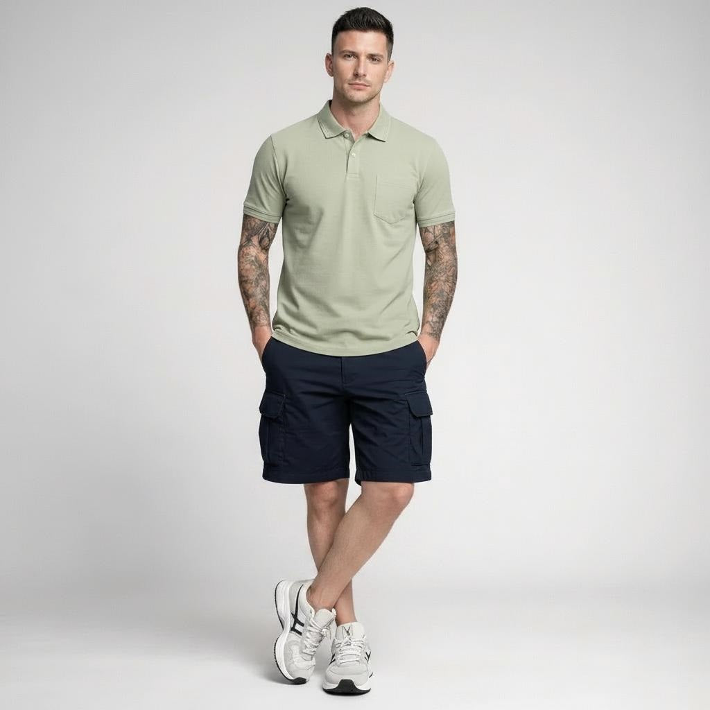 Men Basil Polo Collar Pockets T-shirt
