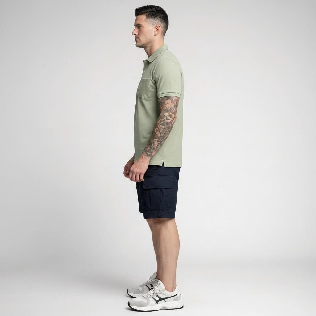 Men Basil Polo Collar Pockets T-shirt