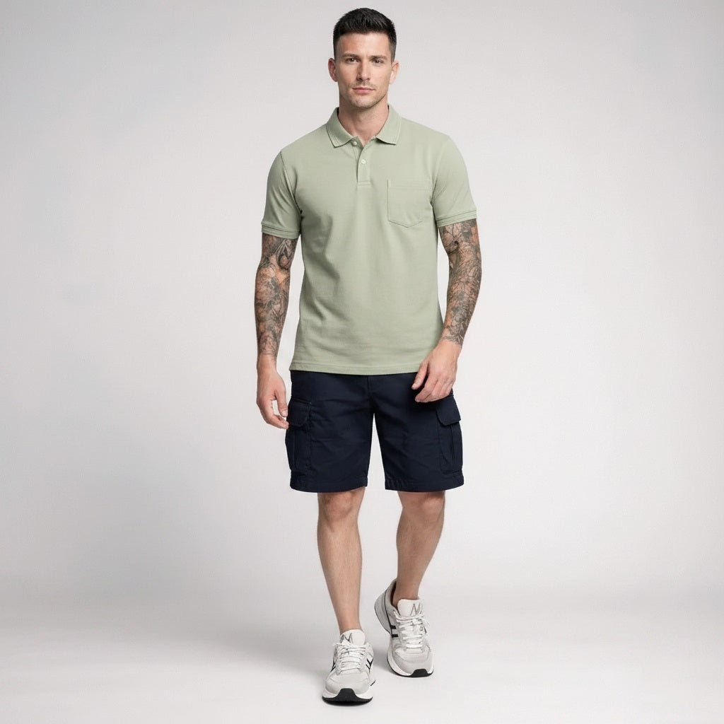 Men Basil Polo Collar Pockets T-shirt