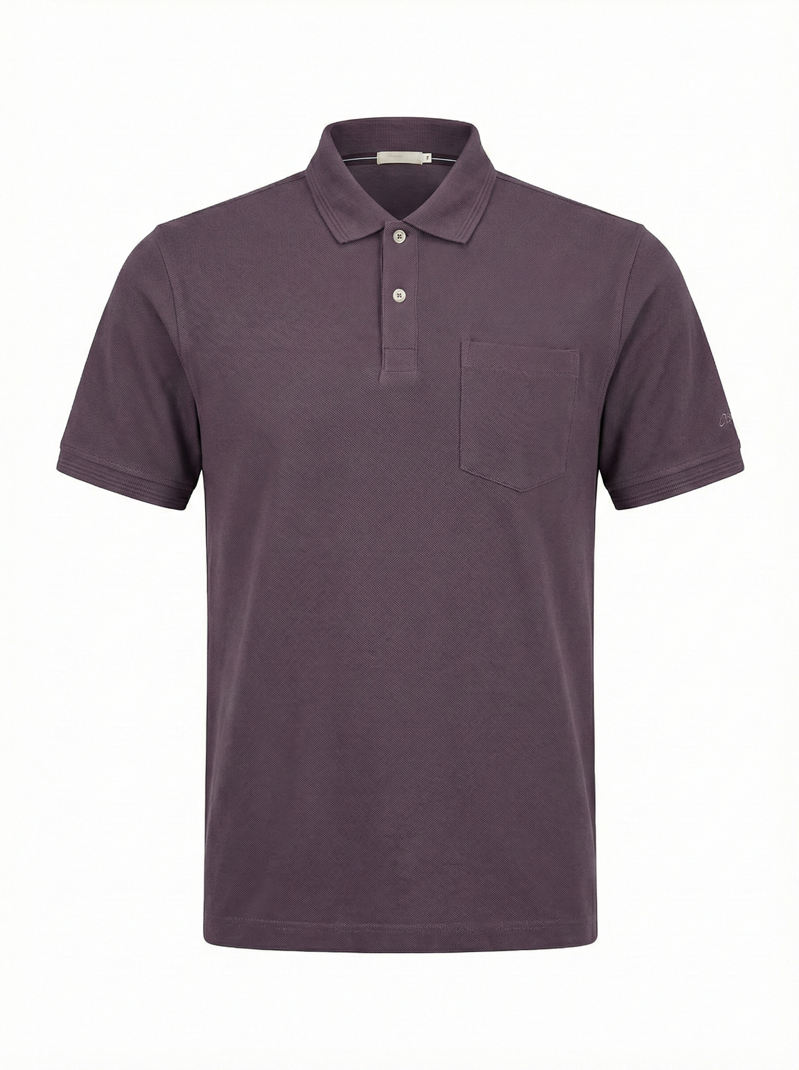 Men Black Currant Polo Collar Pockets T-shirt
