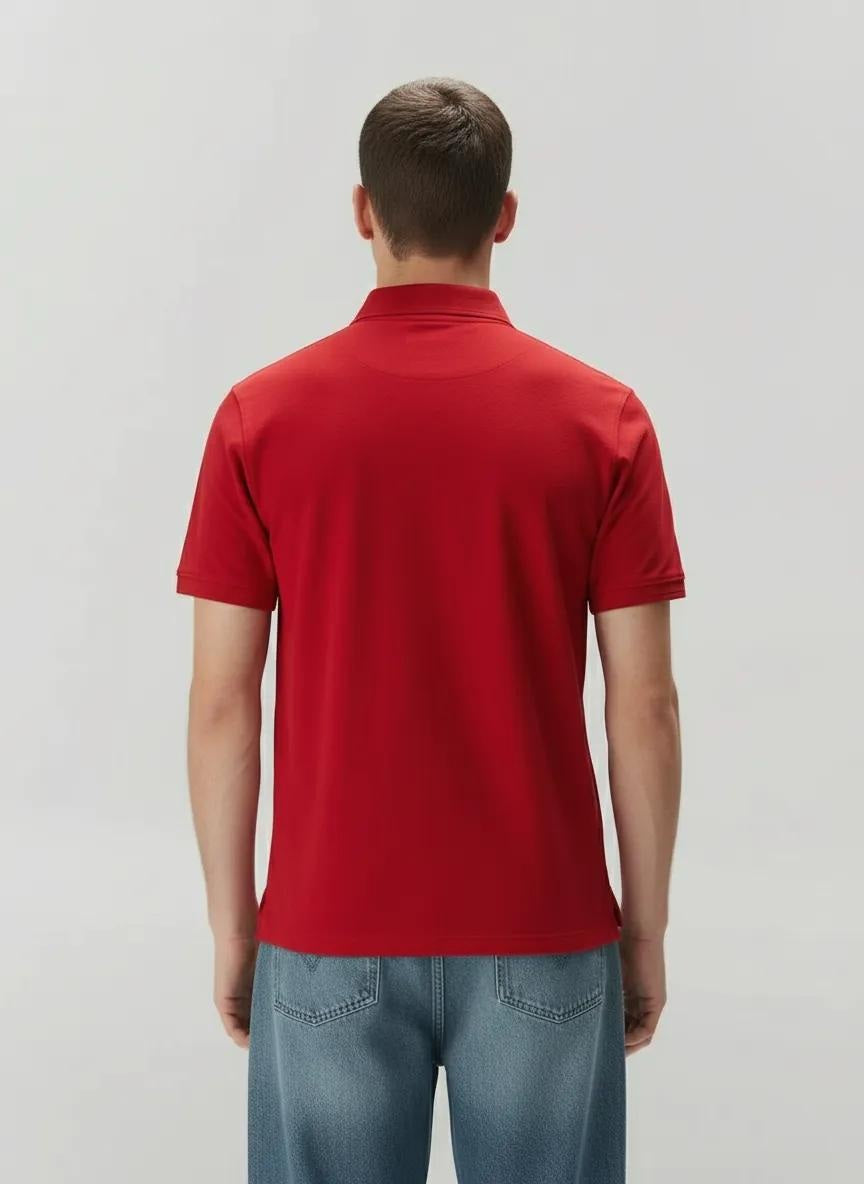 Men Brick Polo Collar Pockets T-shirt