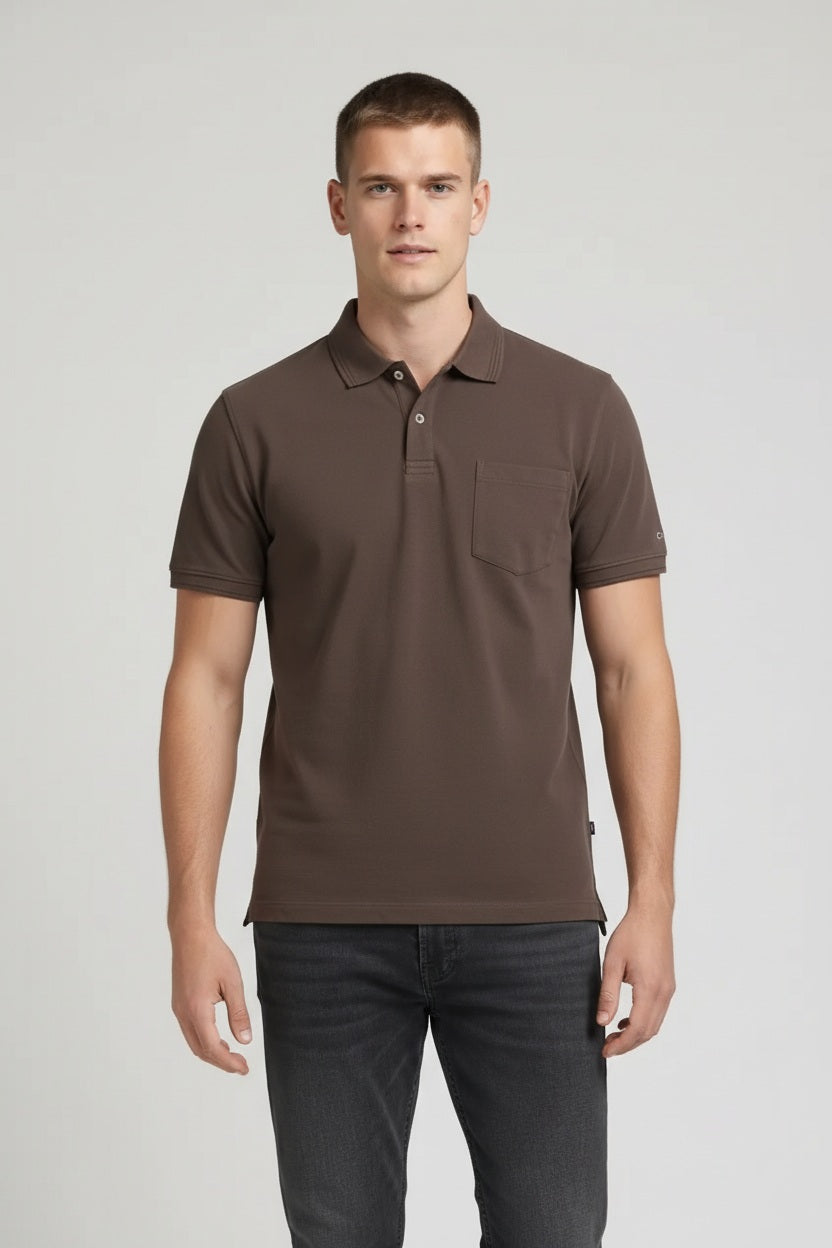 Men Coffee Polo Collar T-shirt