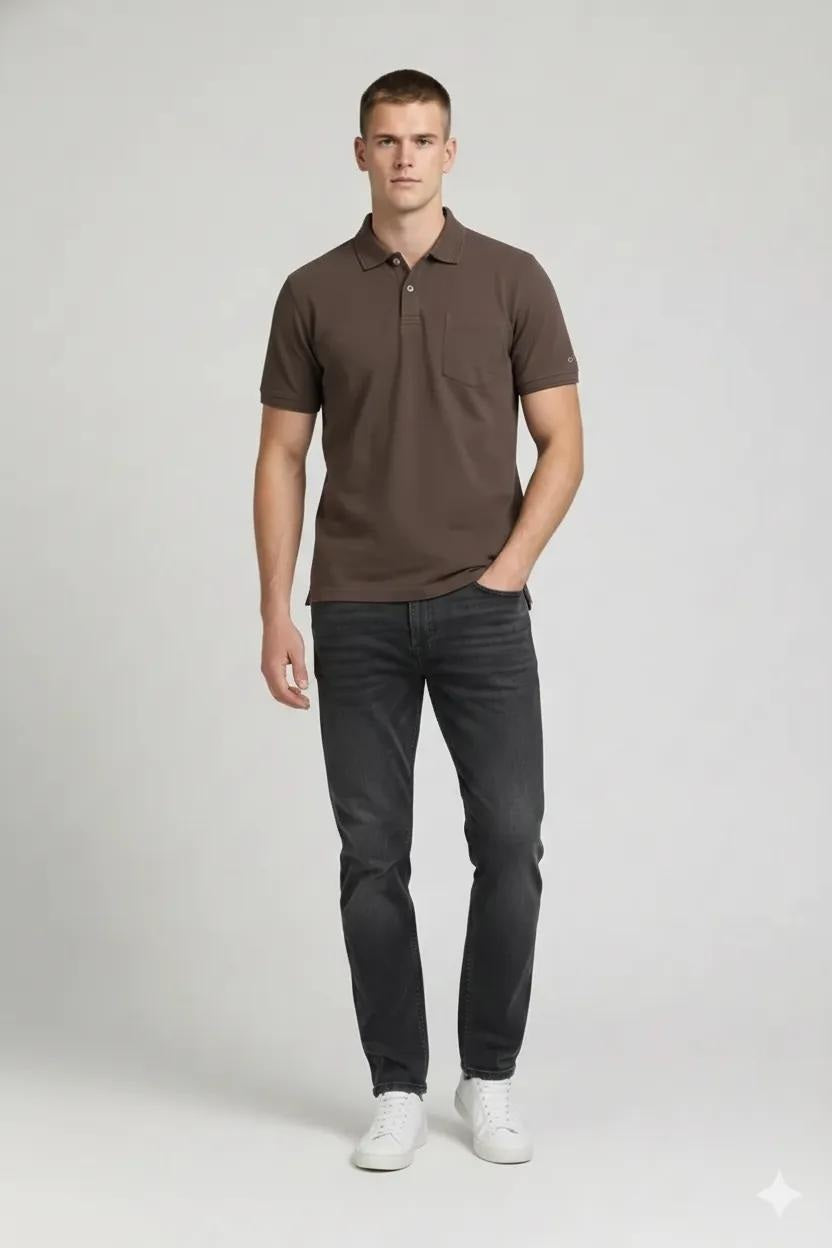Men Coffee Polo Collar T-shirt