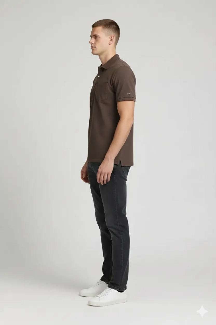 Men Coffee Polo Collar T-shirt