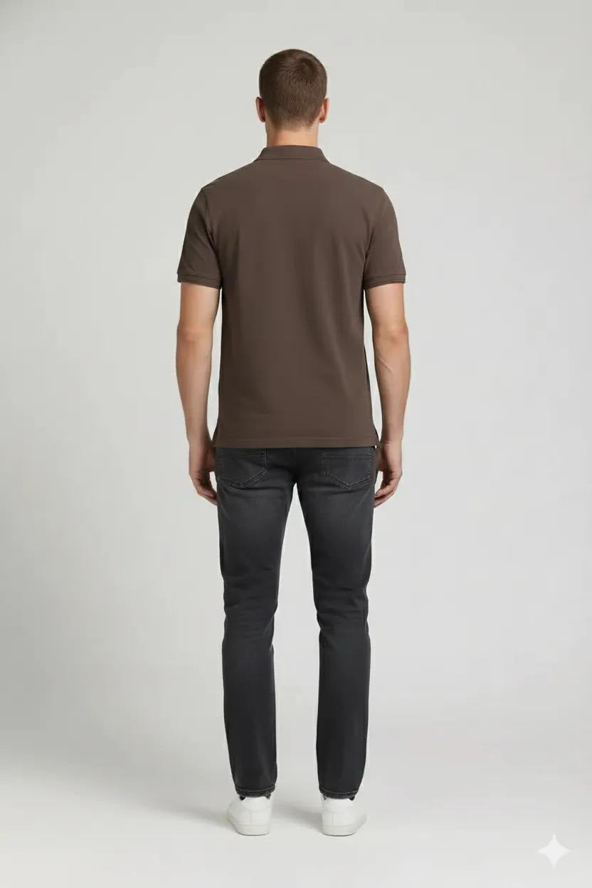 Men Coffee Polo Collar T-shirt