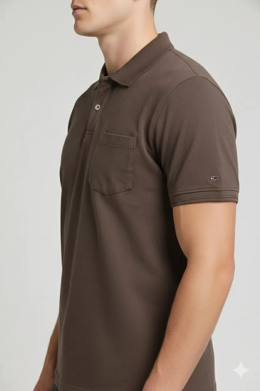 Men Coffee Polo Collar T-shirt