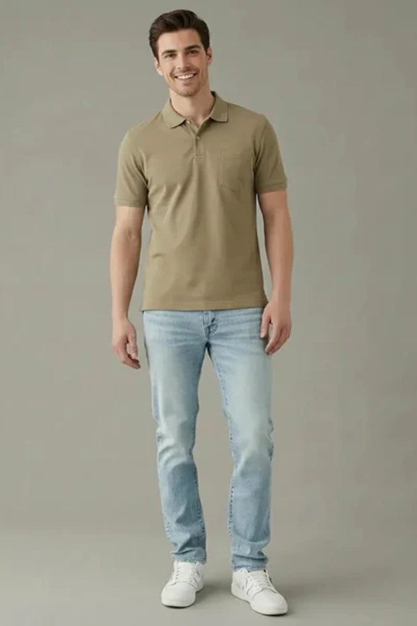 Men Polo Collar Pockets T-shirt