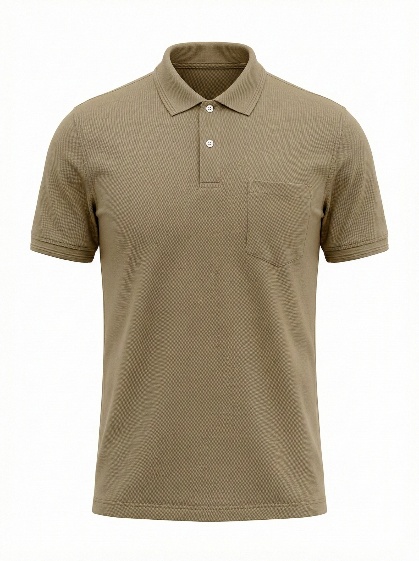 Men Cold Coffee Polo Collar Pockets T-shirt