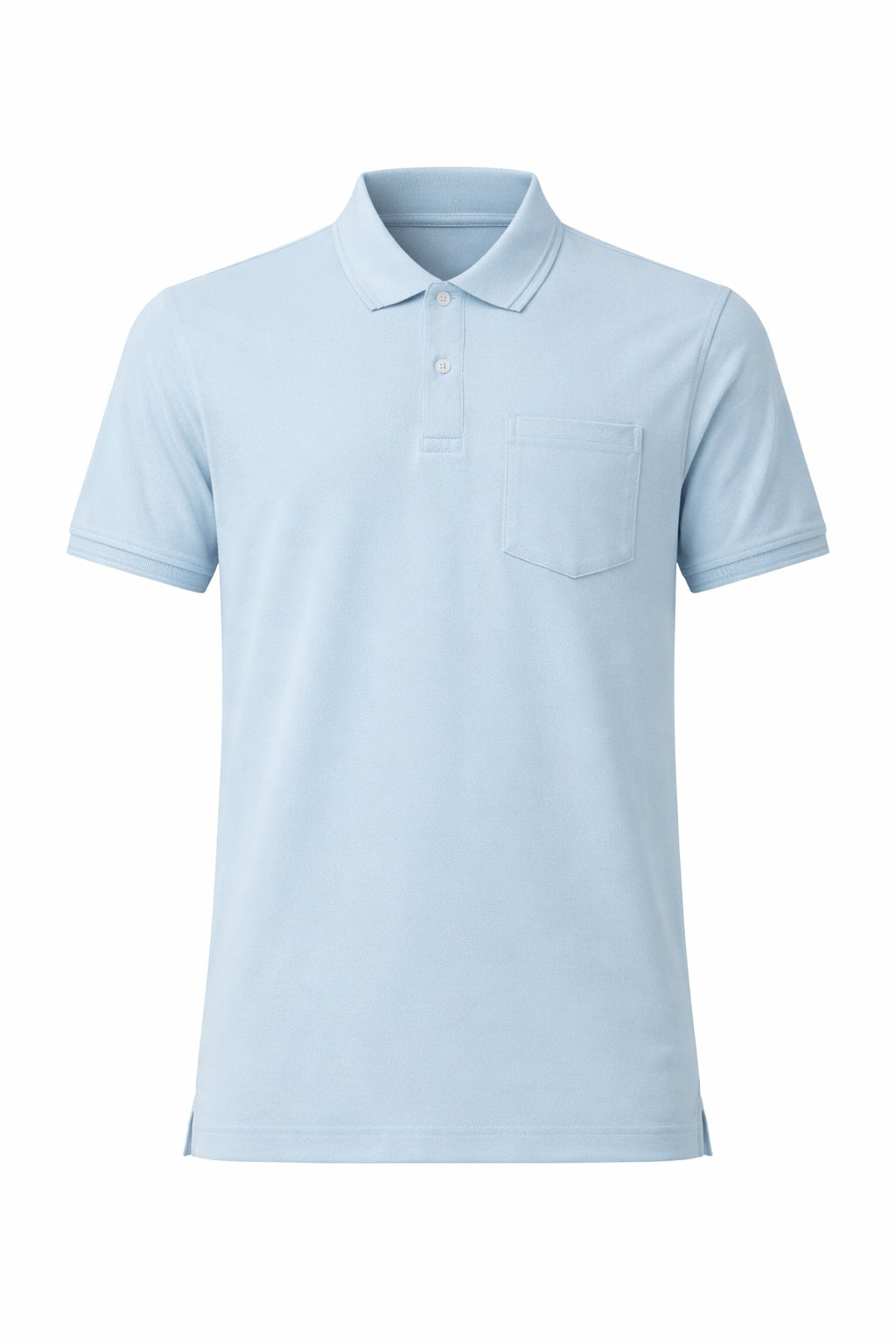 Men Delicate Blue Polo Collar Pockets T-shirt