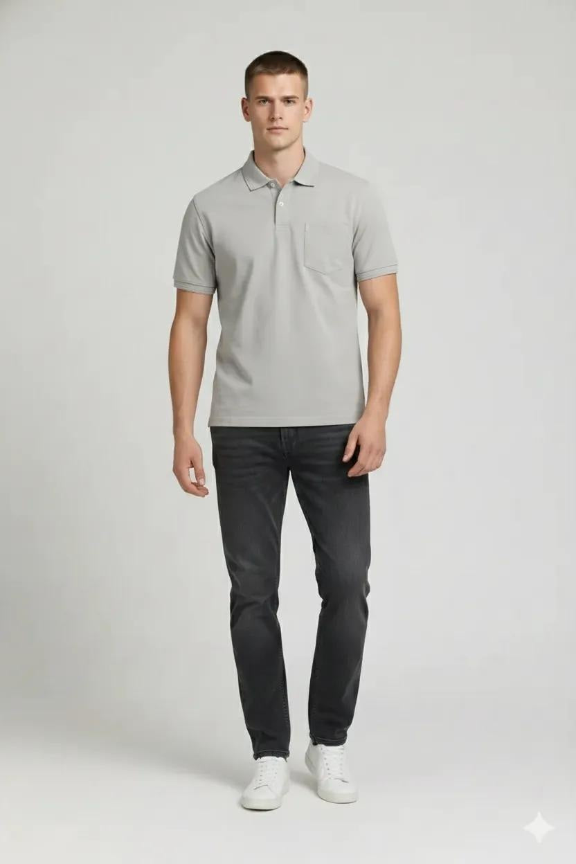 Men Dove Polo Collar Pockets T-shirt