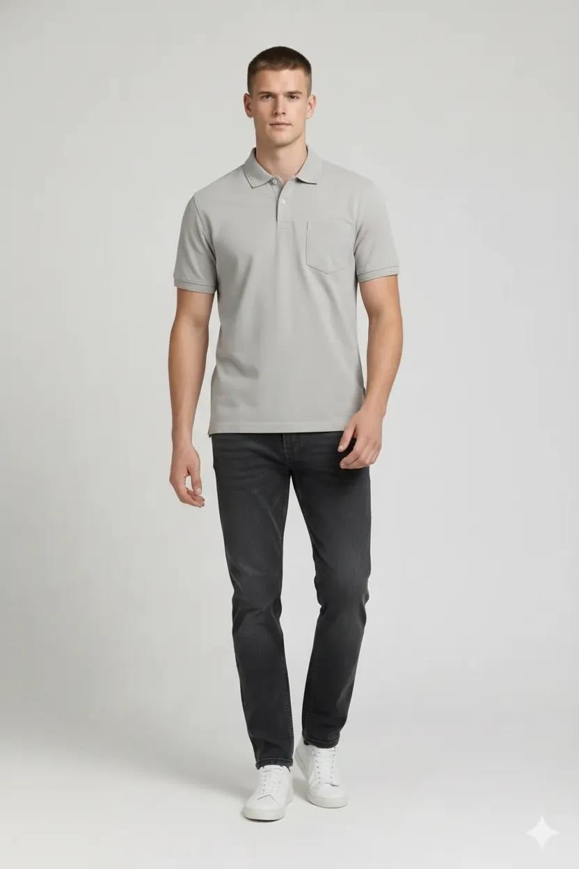 Men Dove Polo Collar Pockets T-shirt