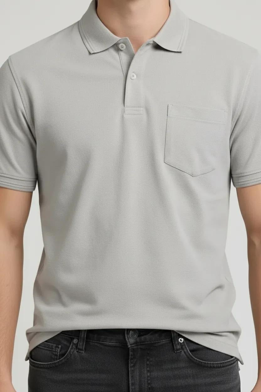 Men Dove Polo Collar Pockets T-shirt