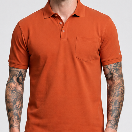 Men Latte Polo Collar Pockets T-shirt
