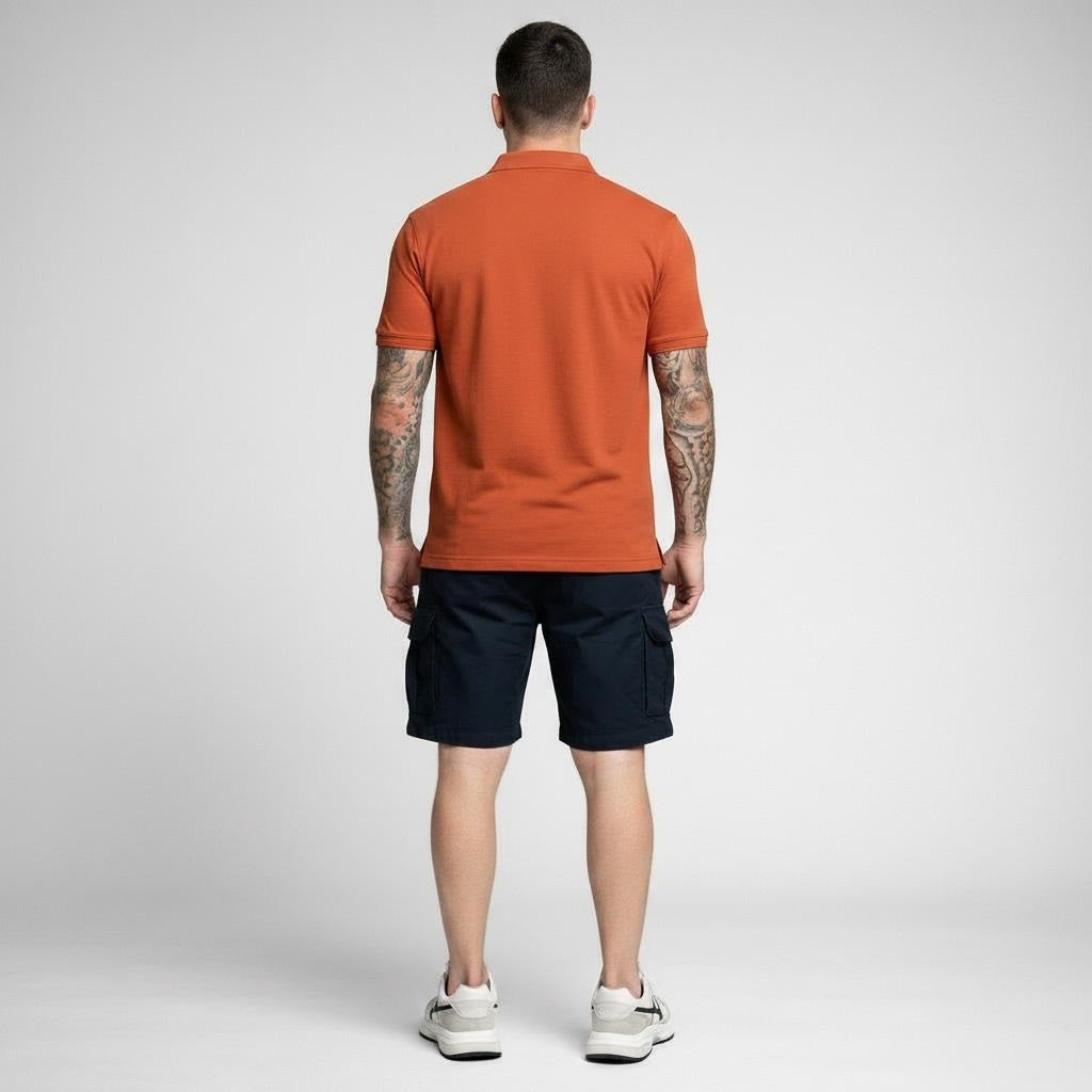 Men Polo Collar Pockets T-shirt