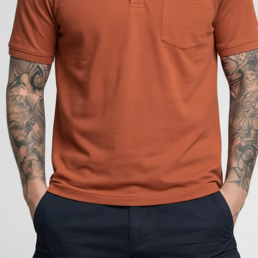 Men Polo Collar Pockets T-shirt