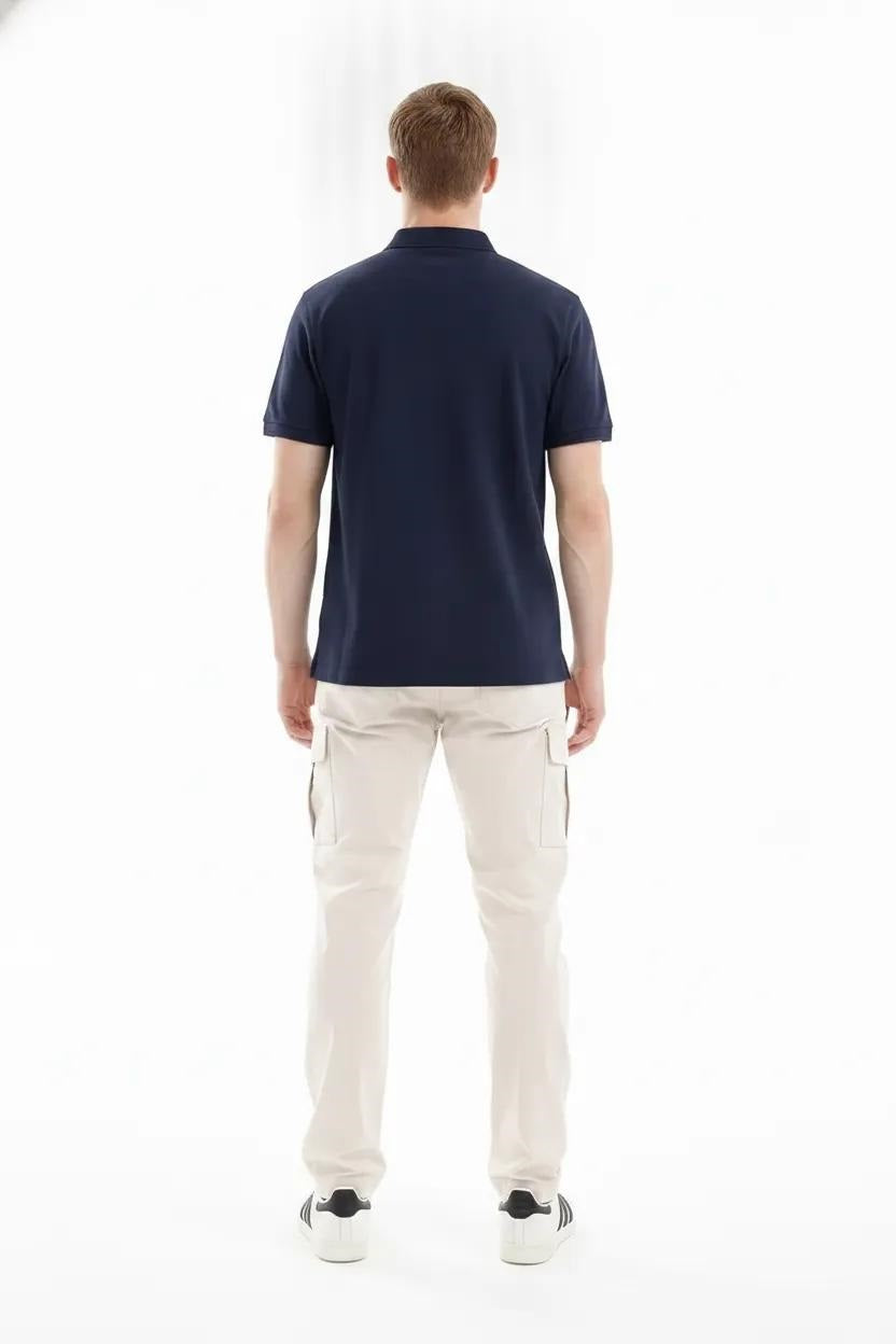 Men Polo Collar Pockets T-shirt