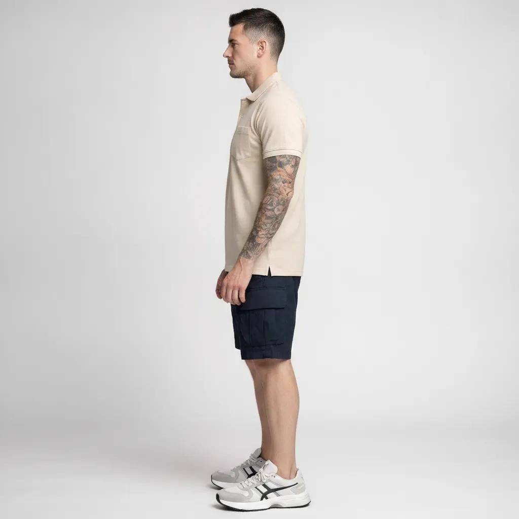 Men Mastic Polo Collar Pockets T-shirt