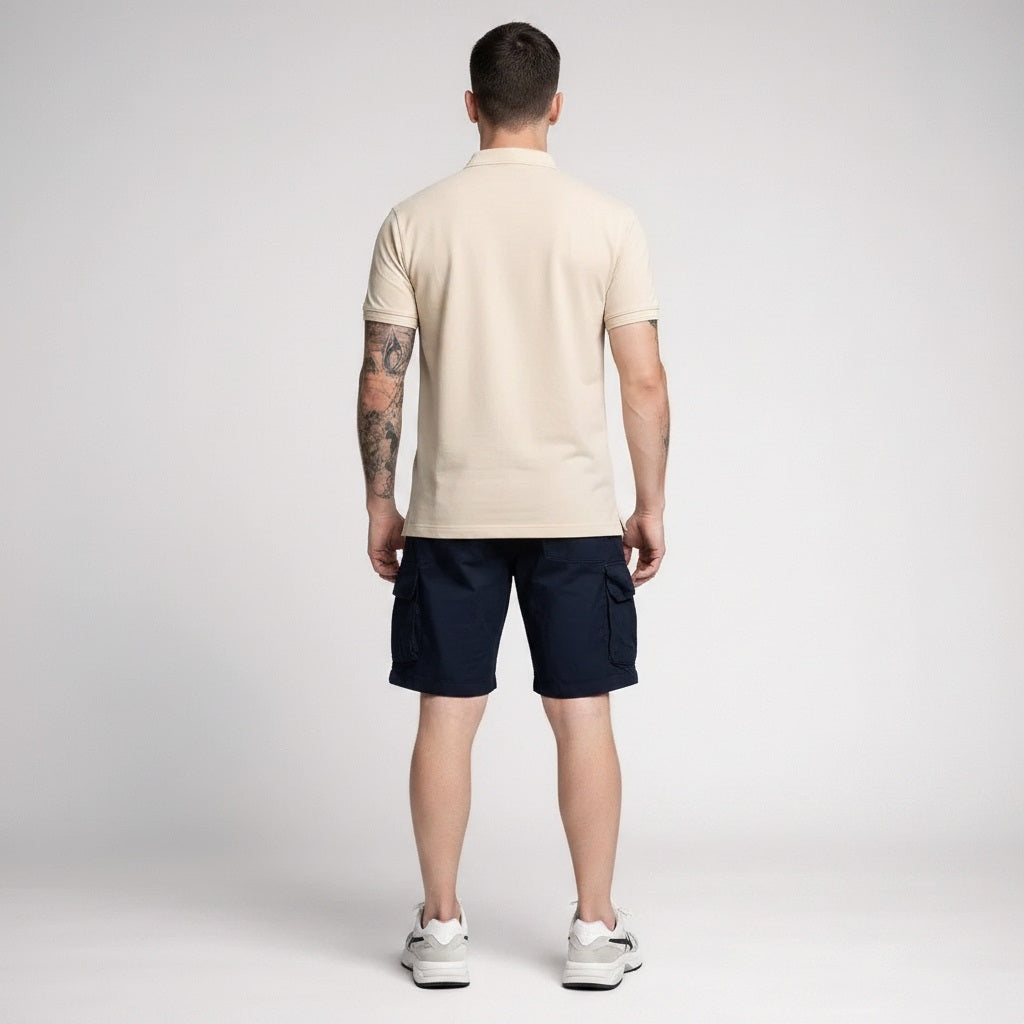 Men Polo Collar Pockets T-shirt