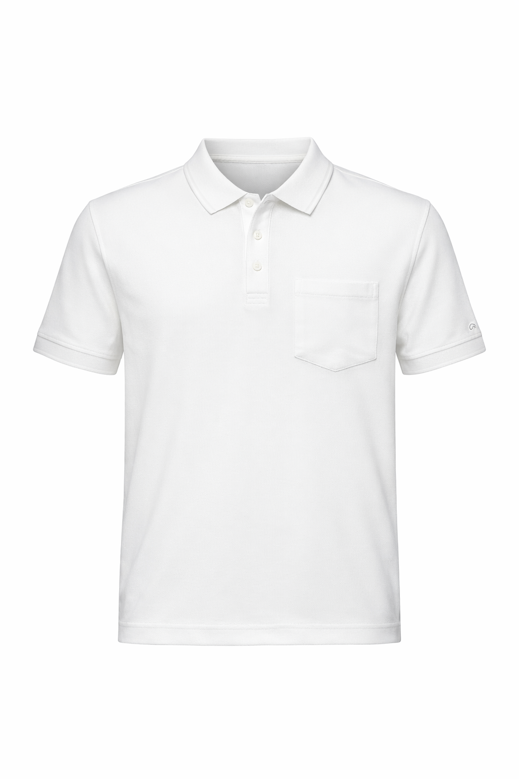 Men Off White Polo Collar Pockets T-shirt