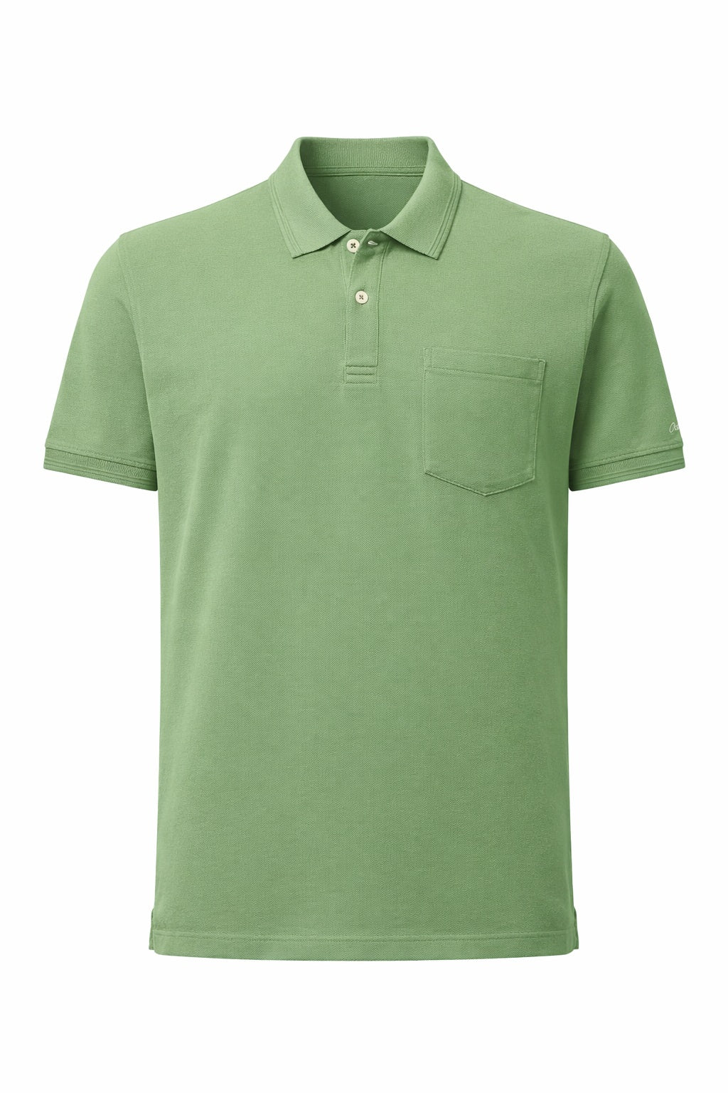 Men Oil Green Polo Collar Pockets T-shirt