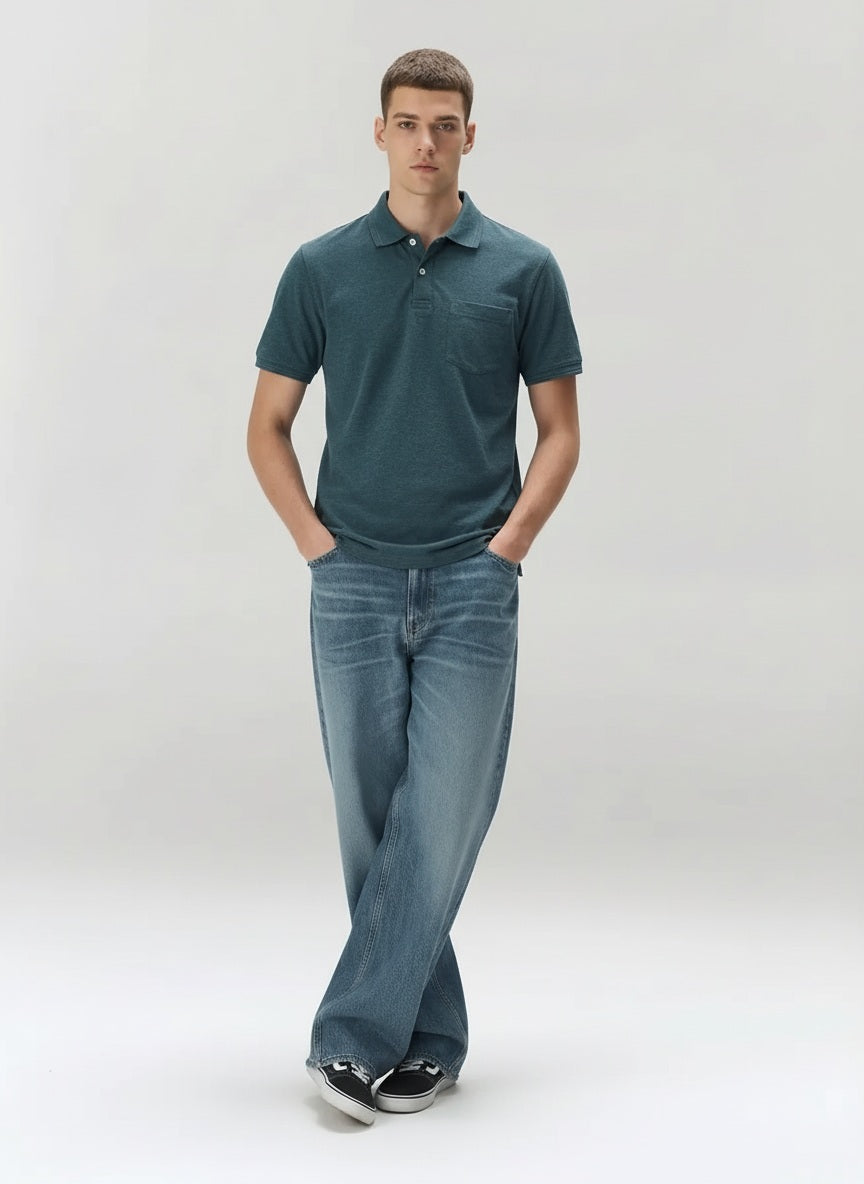 Men Pacific Solid Polo Neck T-Shirt