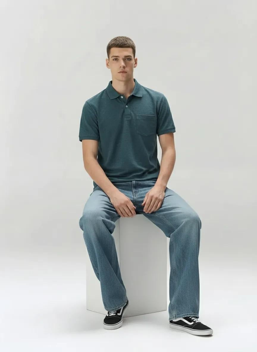 Men Pacific Solid Polo Neck T-Shirt