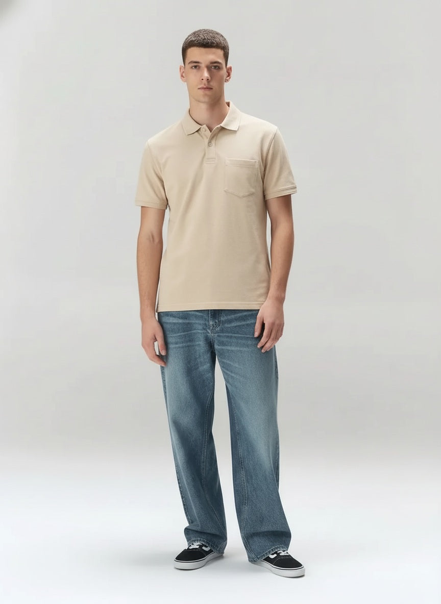 Men Pristine Polo Collar Pockets T-shirt
