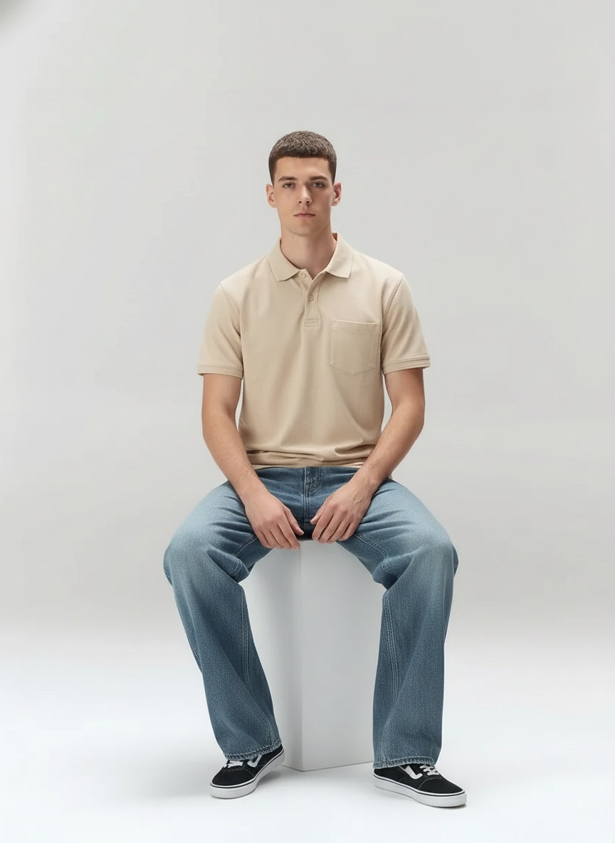 Men Pristine Polo Collar Pockets T-shirt