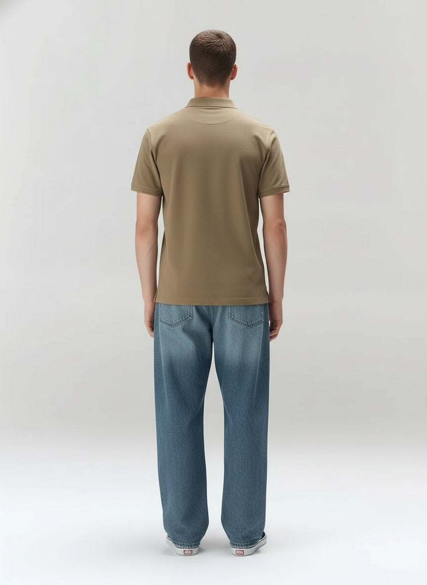 Men Safari Polo Collar Pockets T-shirt