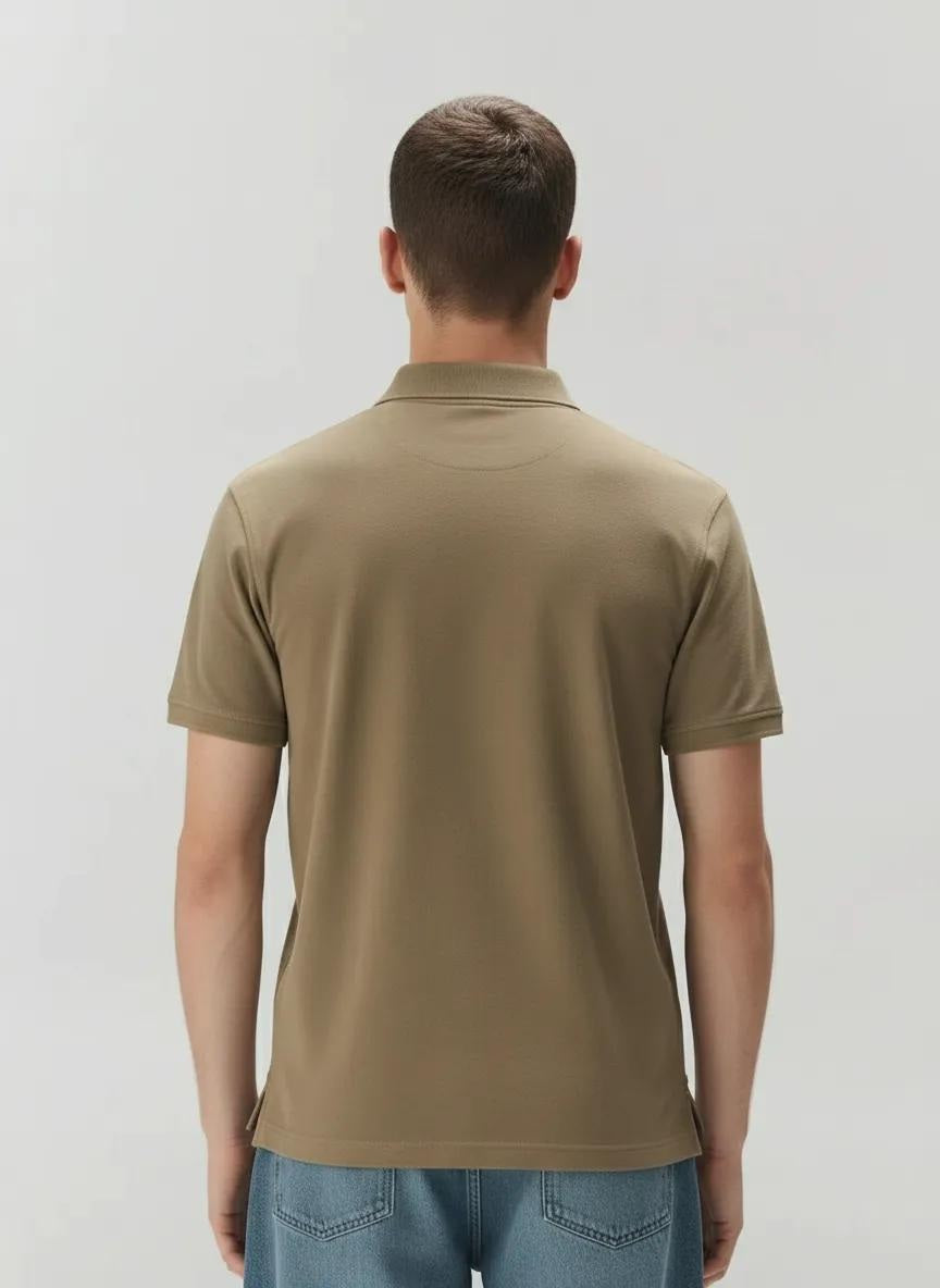 Men Safari Polo Collar Pockets T-shirt