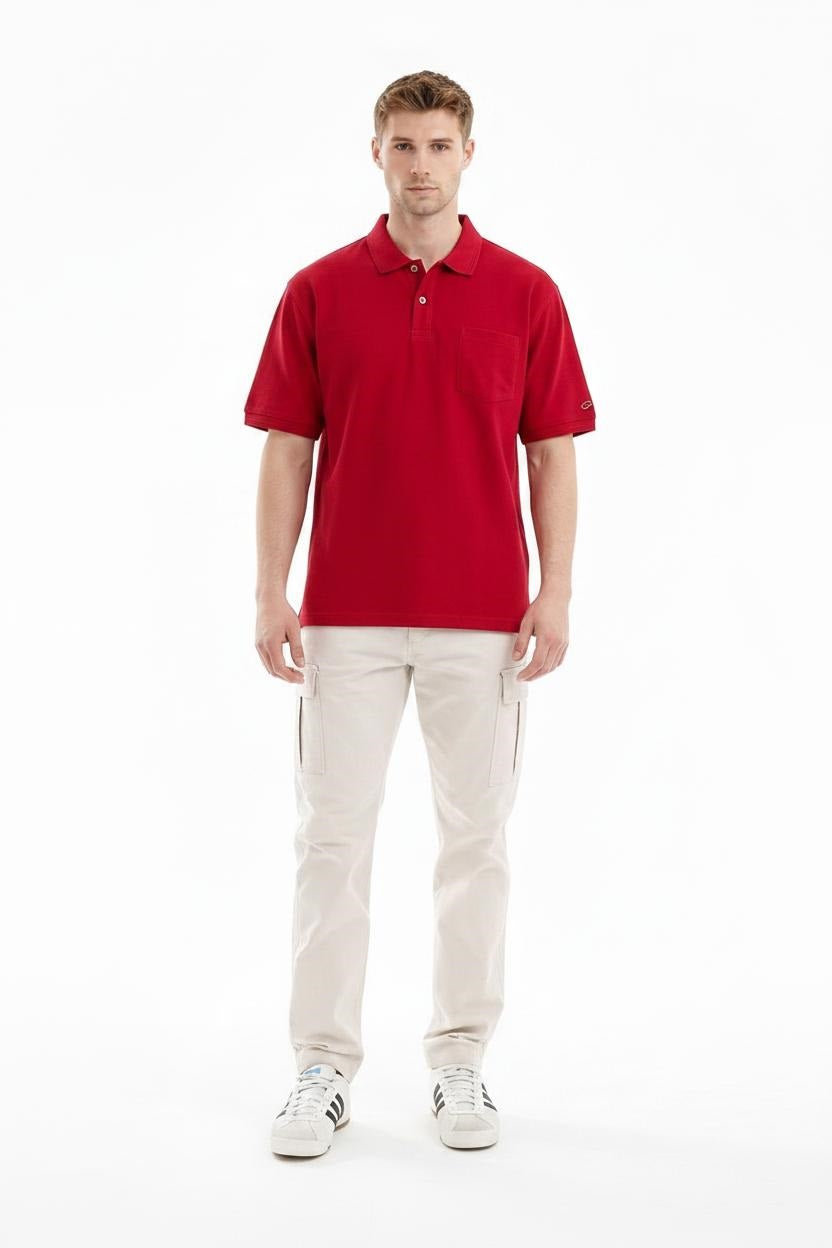 Men Salsa Polo Collar Pockets T-shirt