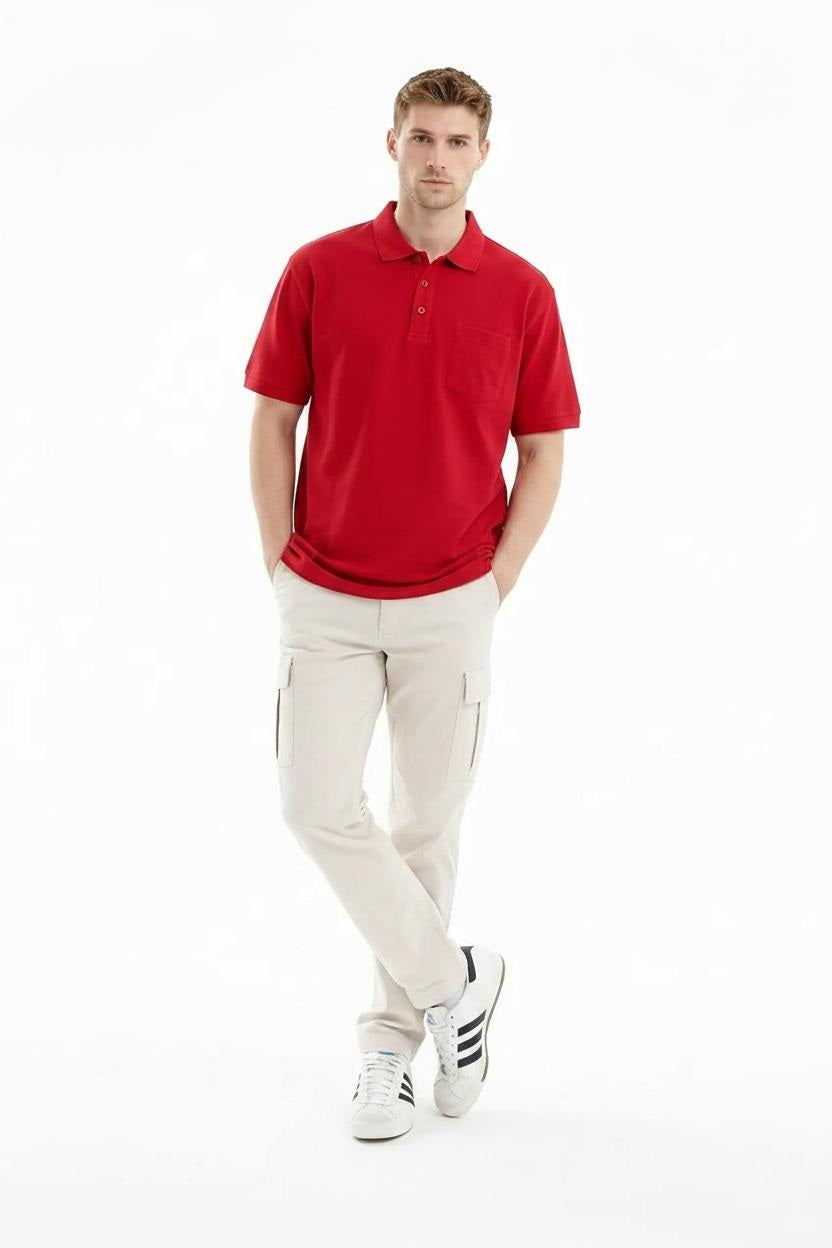 Men Salsa Polo Collar Pockets T-shirt